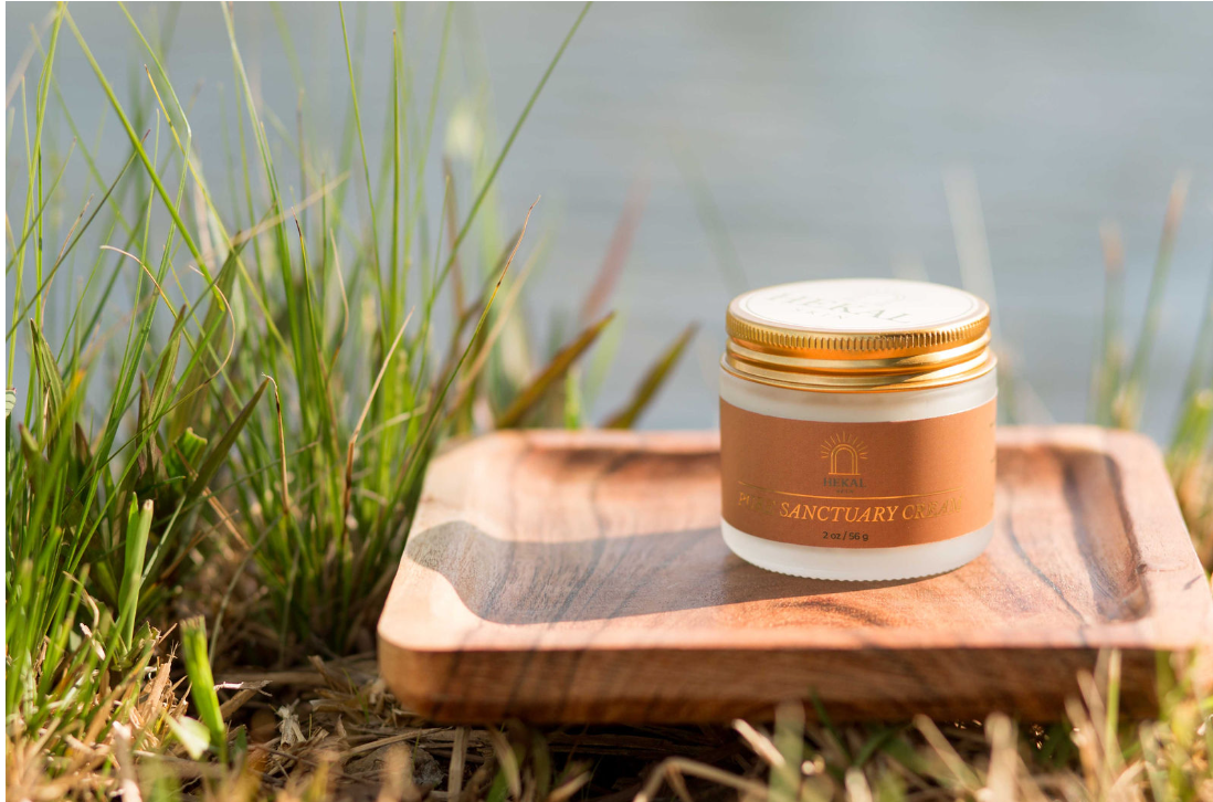 HEKAL SKIN grass-fed tallow cream jar with botanicals